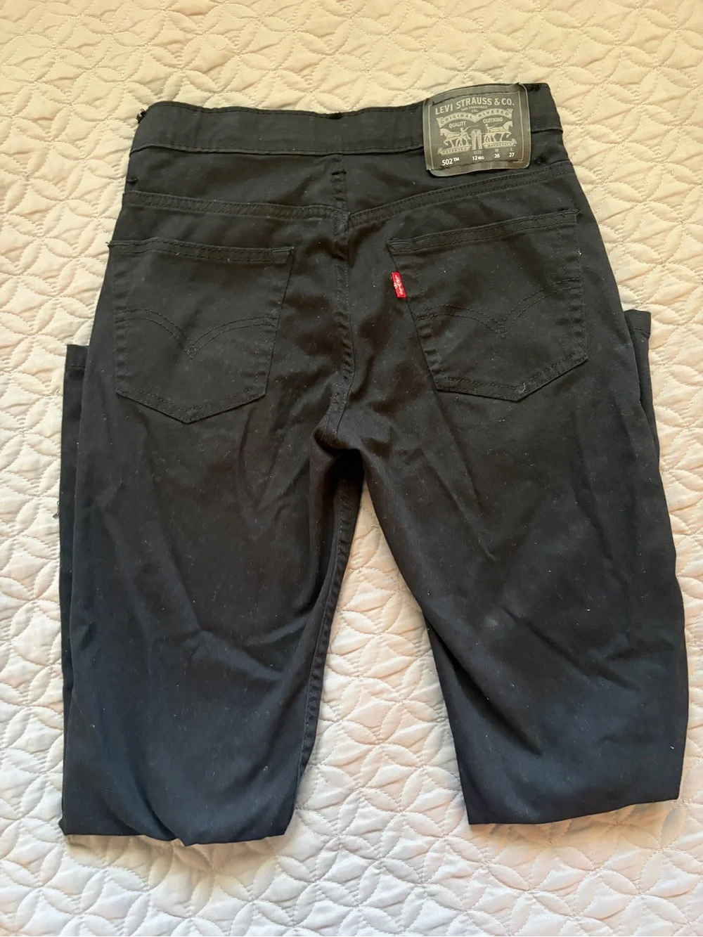 Levi's Kids Black 502 12 Regular Jeans with Red Waistband Accent